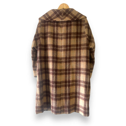Brown and beige plaid check wool coat - Virgo Model Melbourne