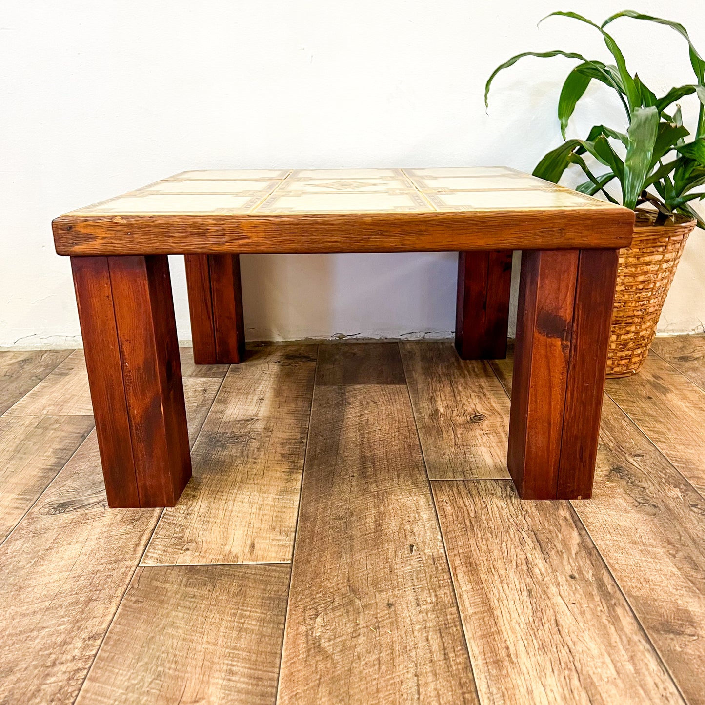 Square Tile Coffee table solid wood legs