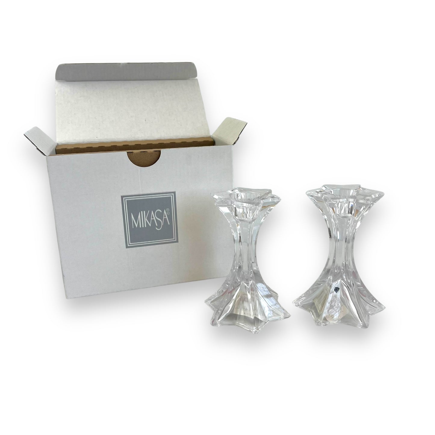 Mikasa Fire Star Crystal Candlestick Holders – Small Design (Set of 2)
