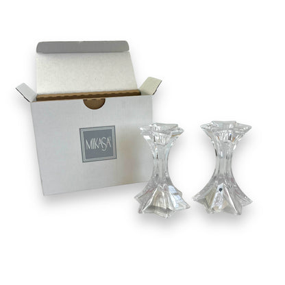 Mikasa Fire Star Crystal Candlestick Holders – Small Design (Set of 2)