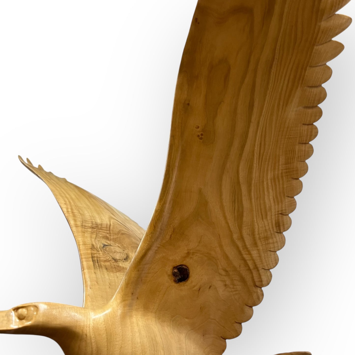Hand-Carved Wooden Eagle Sculpture — Large Timber Carving