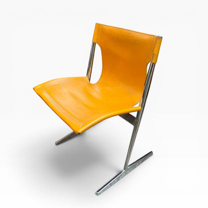 W.D. Wallace Orange Leather Cantilever Chair c.1969