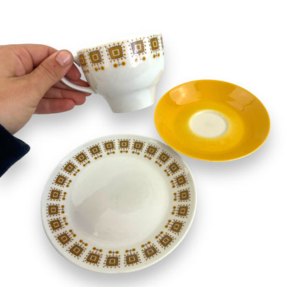 Constantia RSA Yellow Patterned Teacup Trio Set