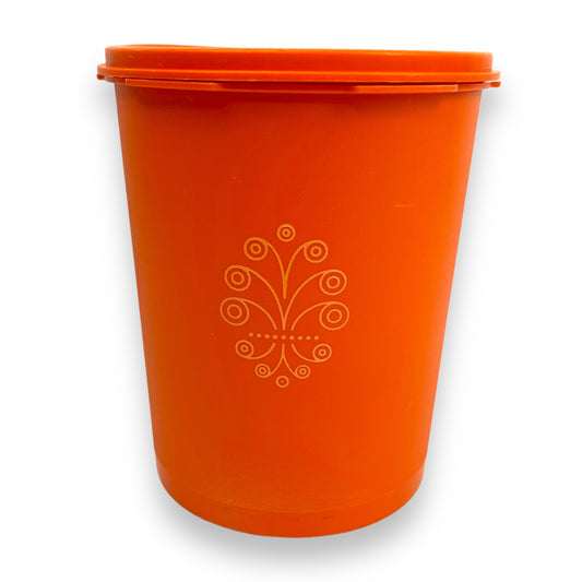 Orange Tupperware Cylinder Storage Container