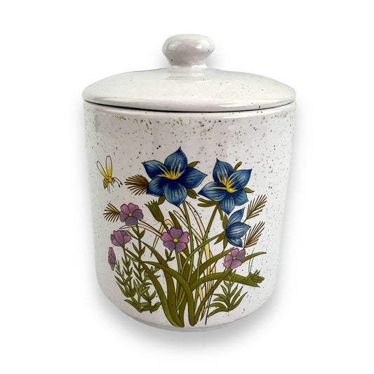 Blue and Purple Flower Canister with lid