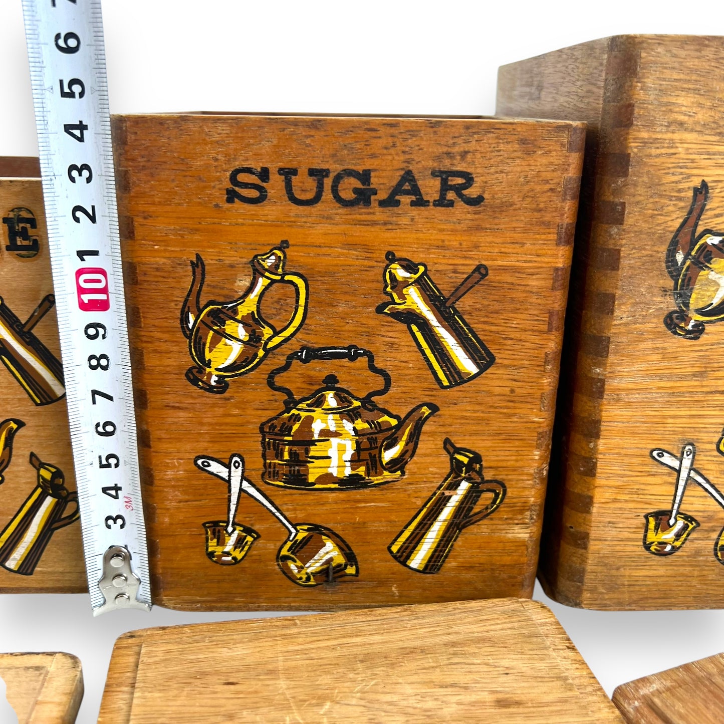 Wooden Kitchen Canister Set - Tea, Coffee, Sugar, Flour