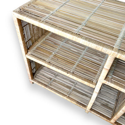 Cane Wicker Console Media Unit / Storage Shelving