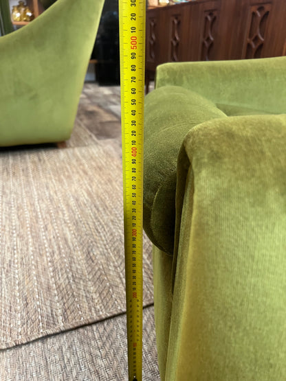 Dana Furniture Armchair | Olive Green Velour | Mid Century Modern Lounge Chair