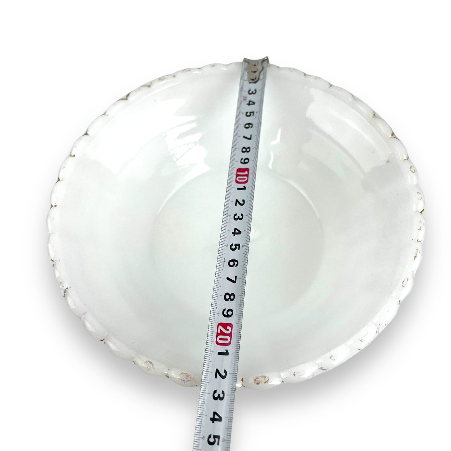 Milk Glass Basketweave Pedestal Bowl w/ Floral Etching Inside
