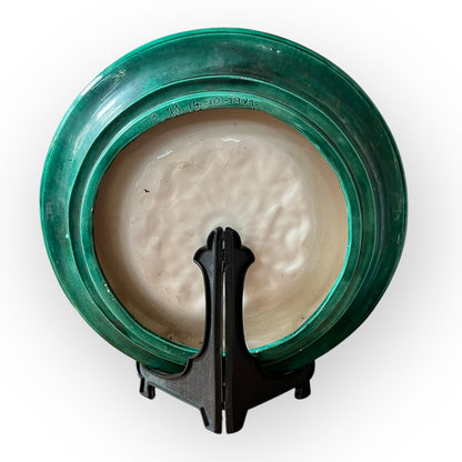 Green Glazed Ceramic Ashtray — Large Retro Decorative Plate