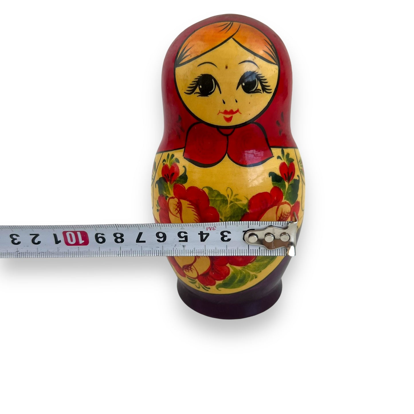 Russian Matryoshka Nesting Dolls Set of 7 - Red and Gold Floral Hand-Painted Design
