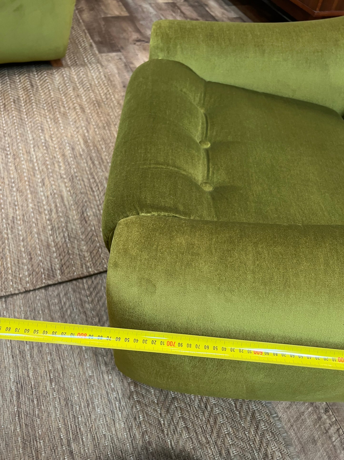 Dana Furniture Armchair | Olive Green Velour | Mid Century Modern Lounge Chair