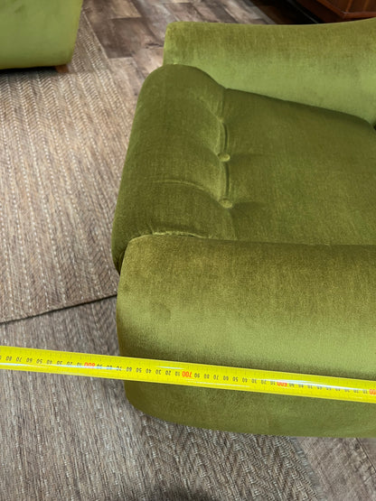 Dana Furniture Armchair | Olive Green Velour | Mid Century Modern Lounge Chair