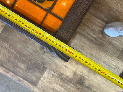 Retro Tile-Top Coffee Table – Orange & Brown Floral Ceramic Tiles