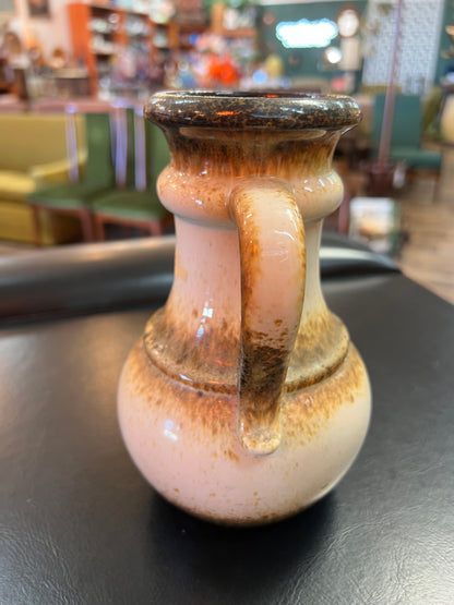 Scheurich West German Pottery 496-18 Cream & Brown Handled Vase