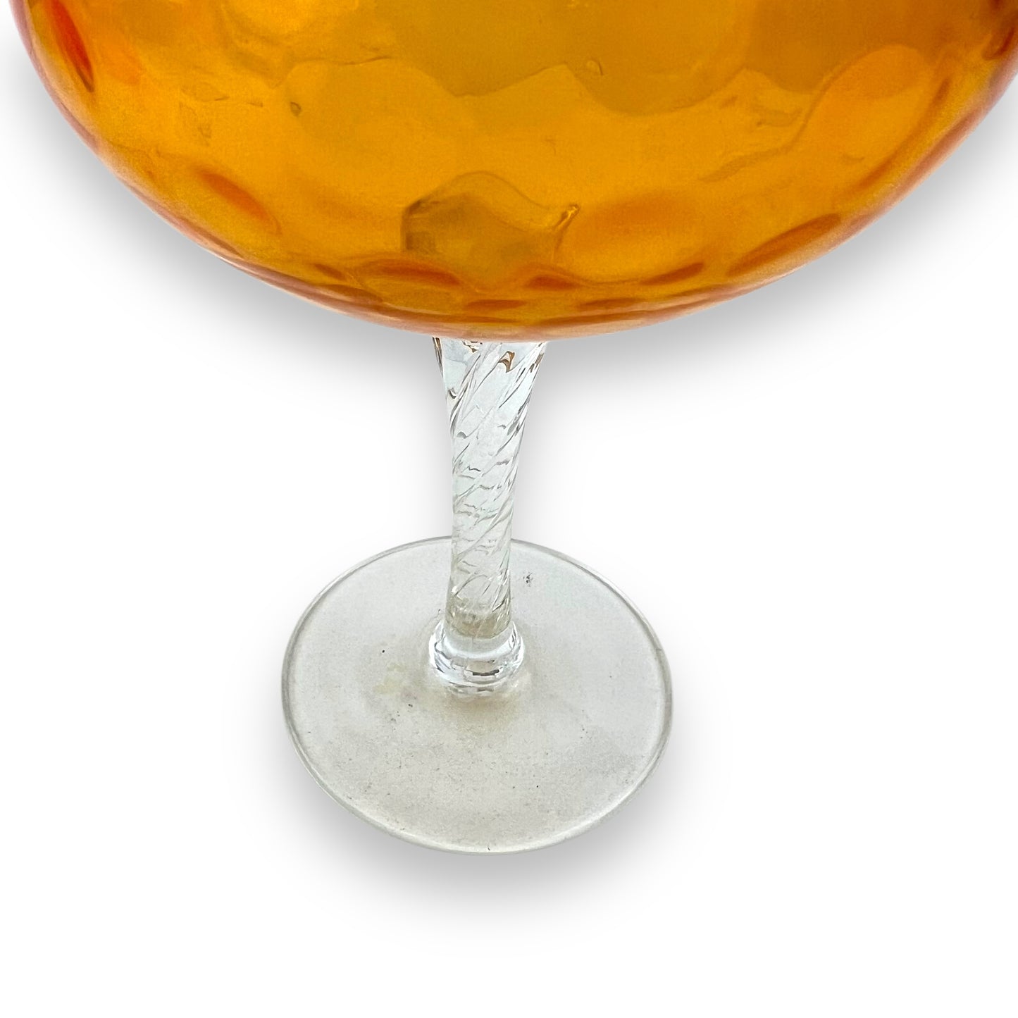 Orange Empoli Glass Candy Dish / Brandy Balloon Vase