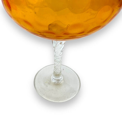 Orange Empoli Glass Candy Dish / Brandy Balloon Vase