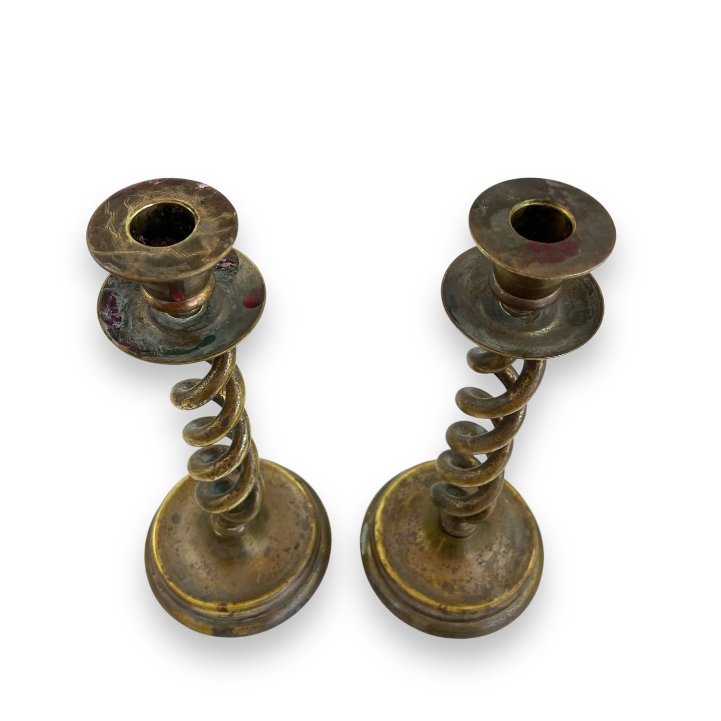 Pair of Vintage Brass Barley Twist Candlesticks
