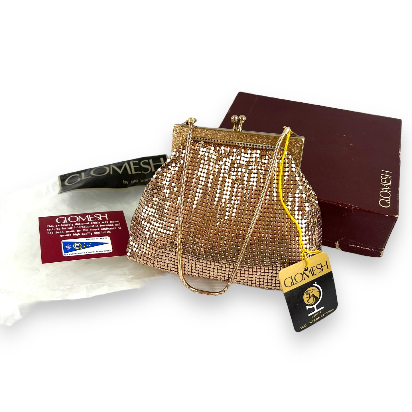 Glomesh Gold Mesh Bag in Original Box - New Unused