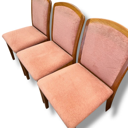 Set of 4 Parker Dining Chairs – Teak Frame with Blush Pink Upholstery