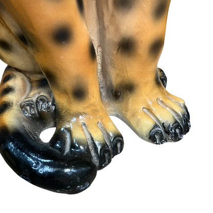 Large Vintage Cheetah Statue – Mid-Century Ceramic Jungle Cat