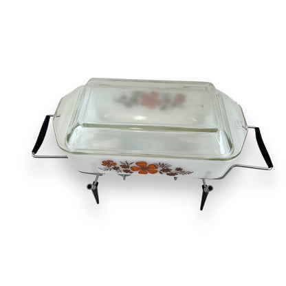 Crown Pyrex Casserole Dish Orange flower and tealight warmer stand