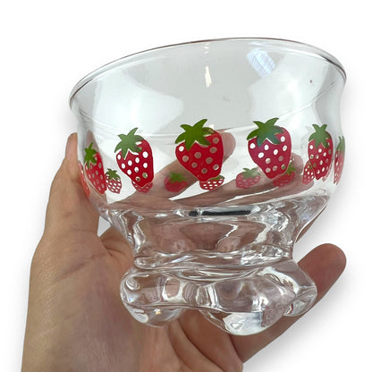 Glass Dessert Cup with strawberry pattern set of 4