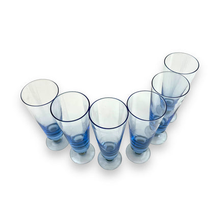 Blue cocktail flute glass set of 6