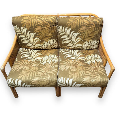 Cane Two Seater Lounge Palm Pattern Upholstery