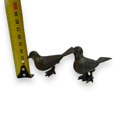 Brass small pigeon bird statue set