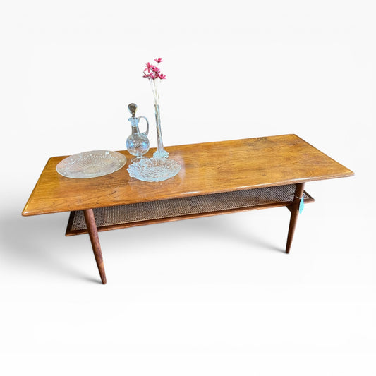 Parker Mid-Century Coffee Table with Cane Shelf