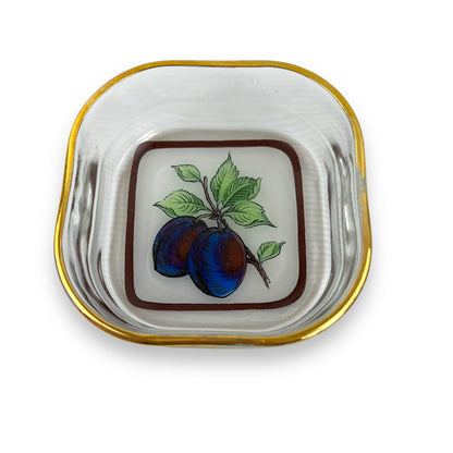 Gold rim round edge square glass fruit bowls set of 2