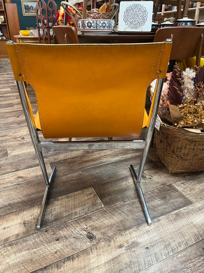W.D. Wallace Orange Leather Cantilever Chair c.1969