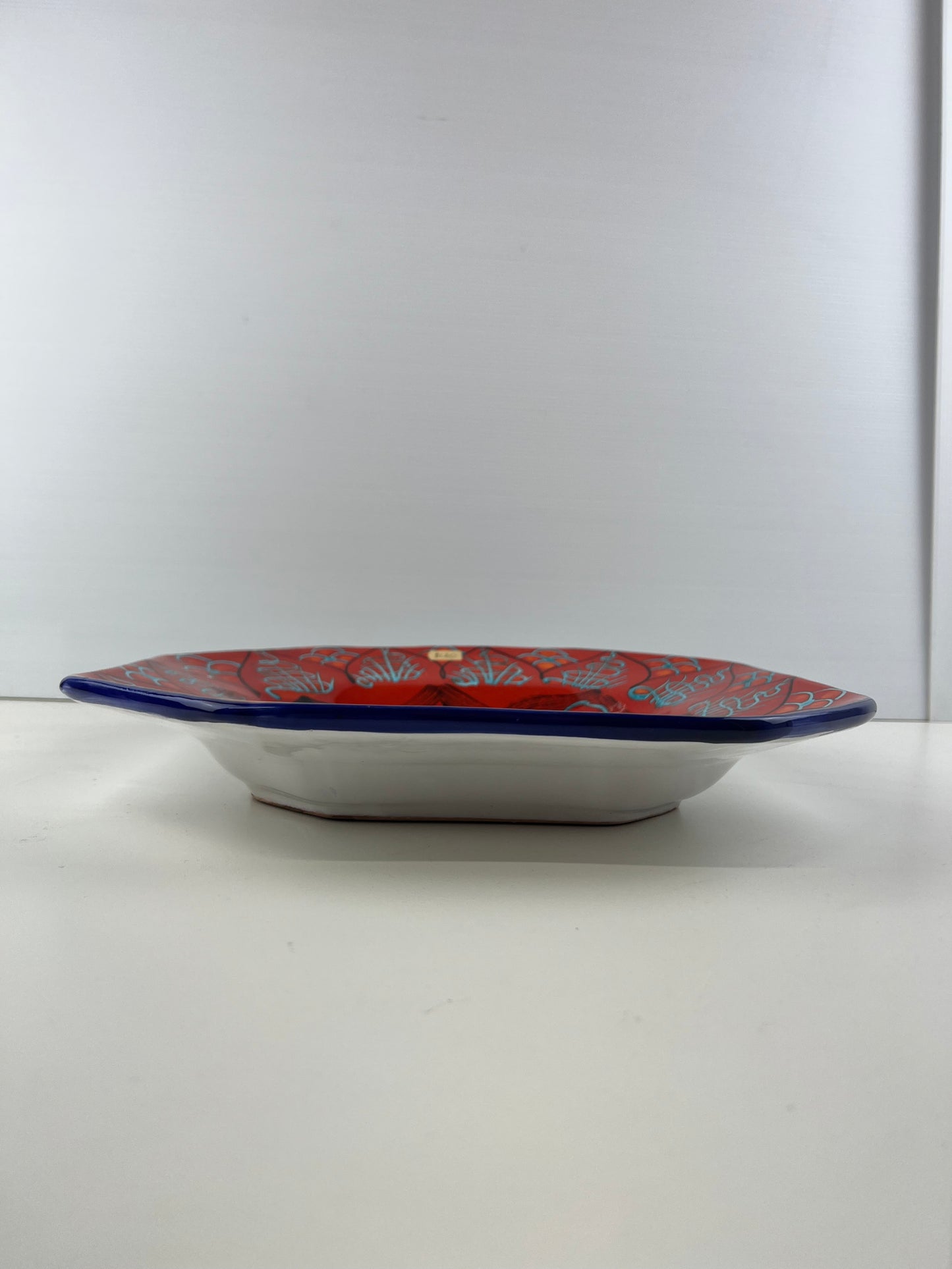 Hand-Painted Red Patterned Art Ceramic Wall Plate