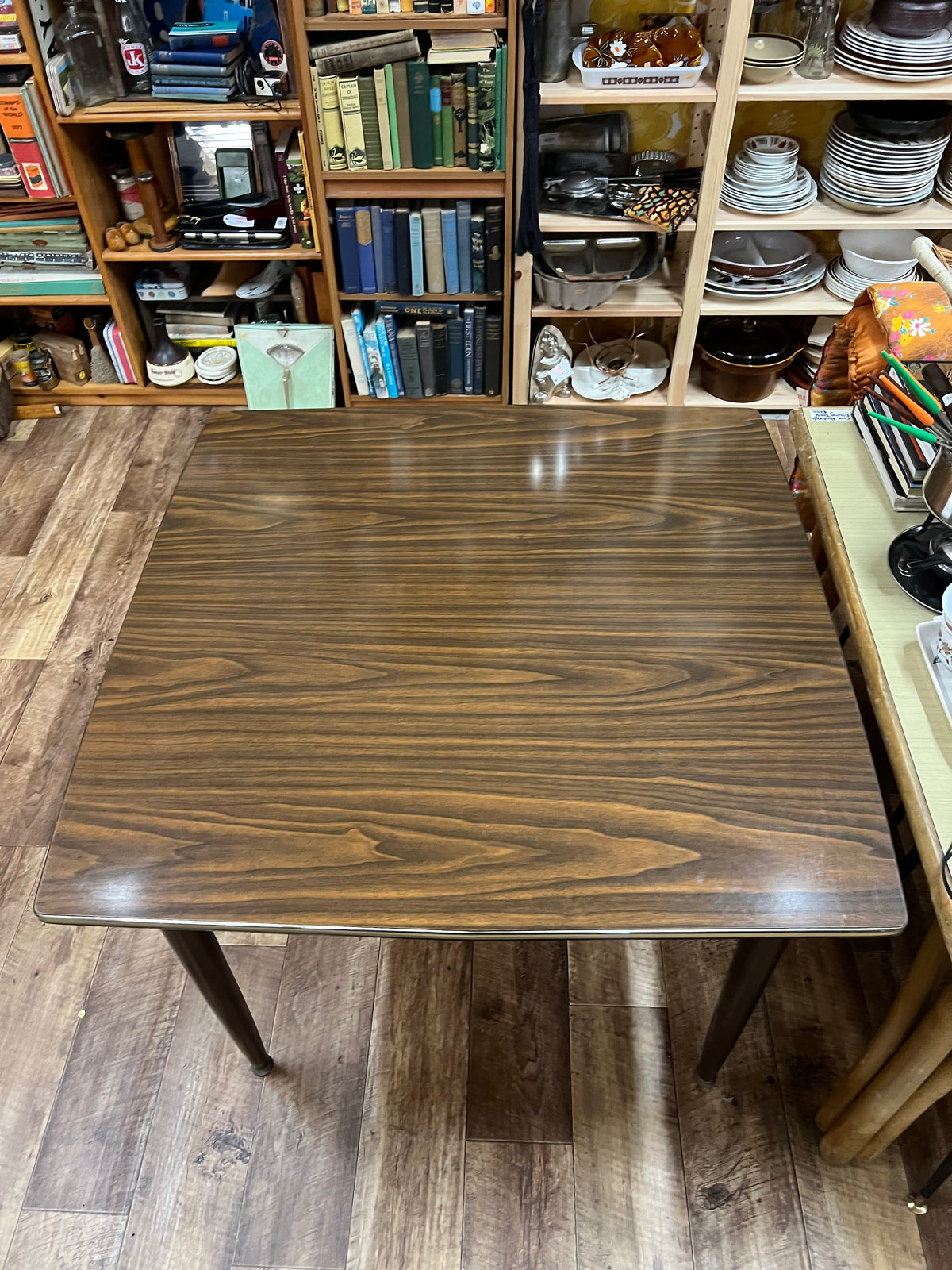 Brown Laminate Drop-Leaf Dining Table