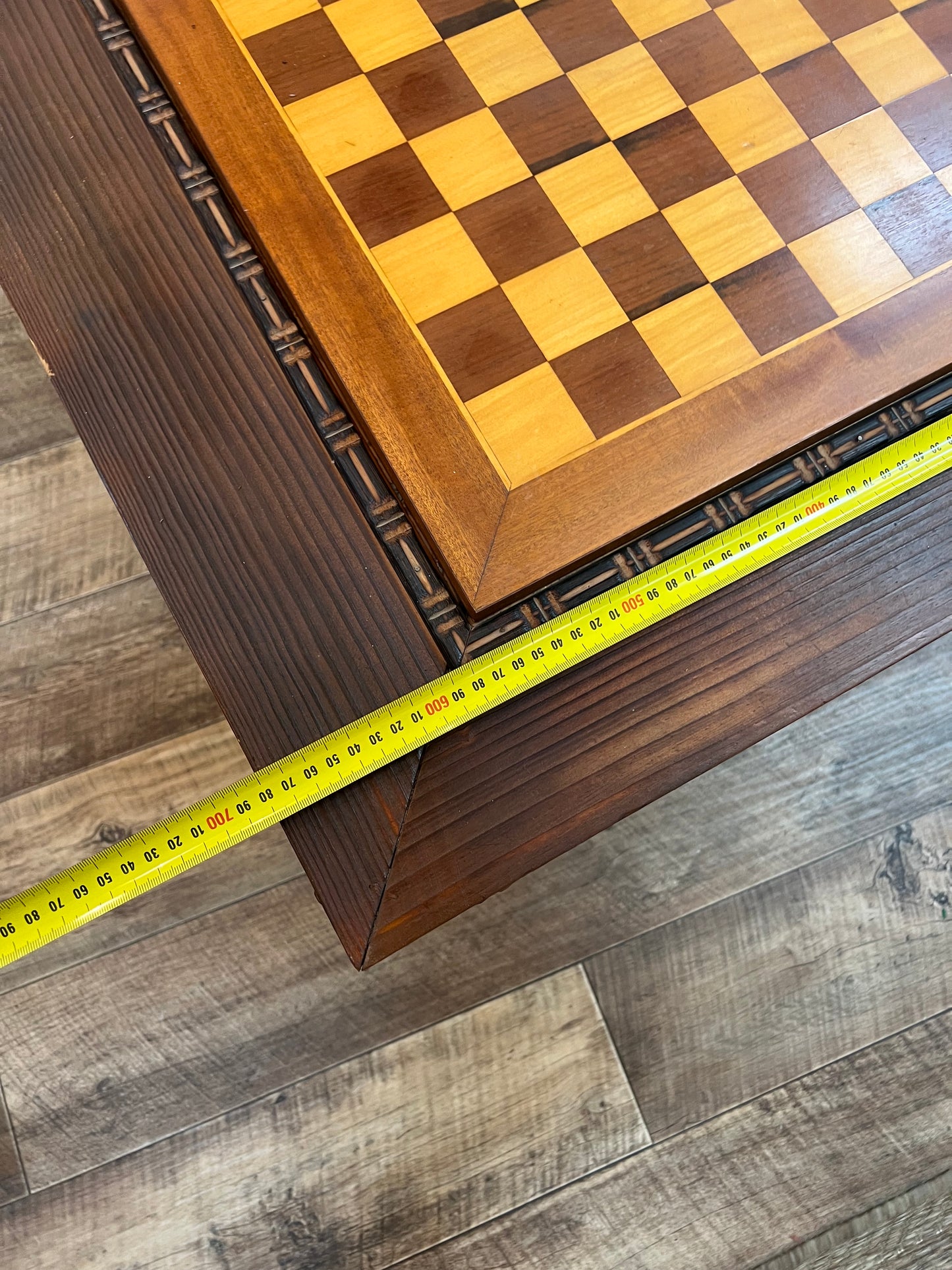 Timber Chess / Games Coffee Table with Hidden Storage Compartment & Lamp