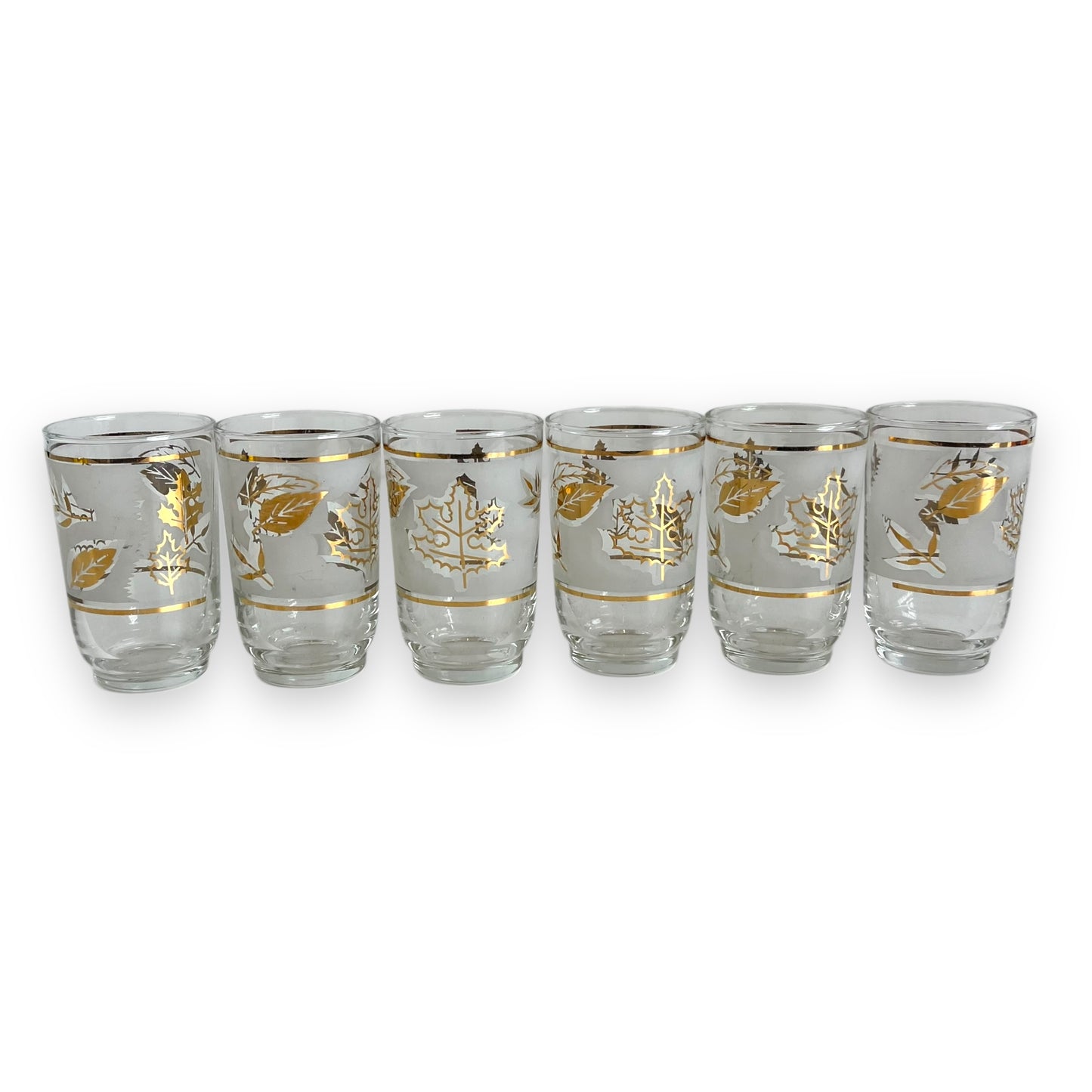 Gold leaf frosted glass set of 6