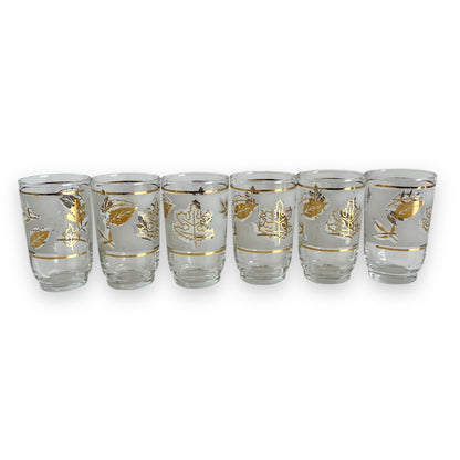 Gold leaf frosted glass set of 6