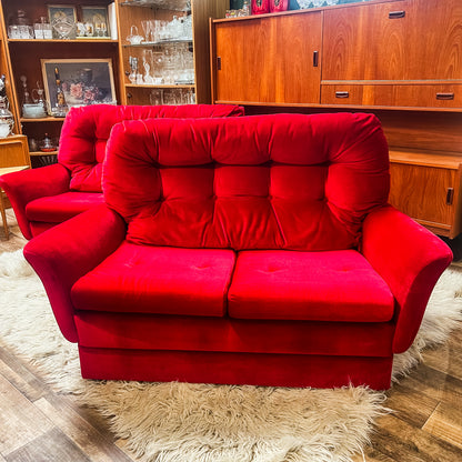 Fler Red Velvet Two-Seater Lounge