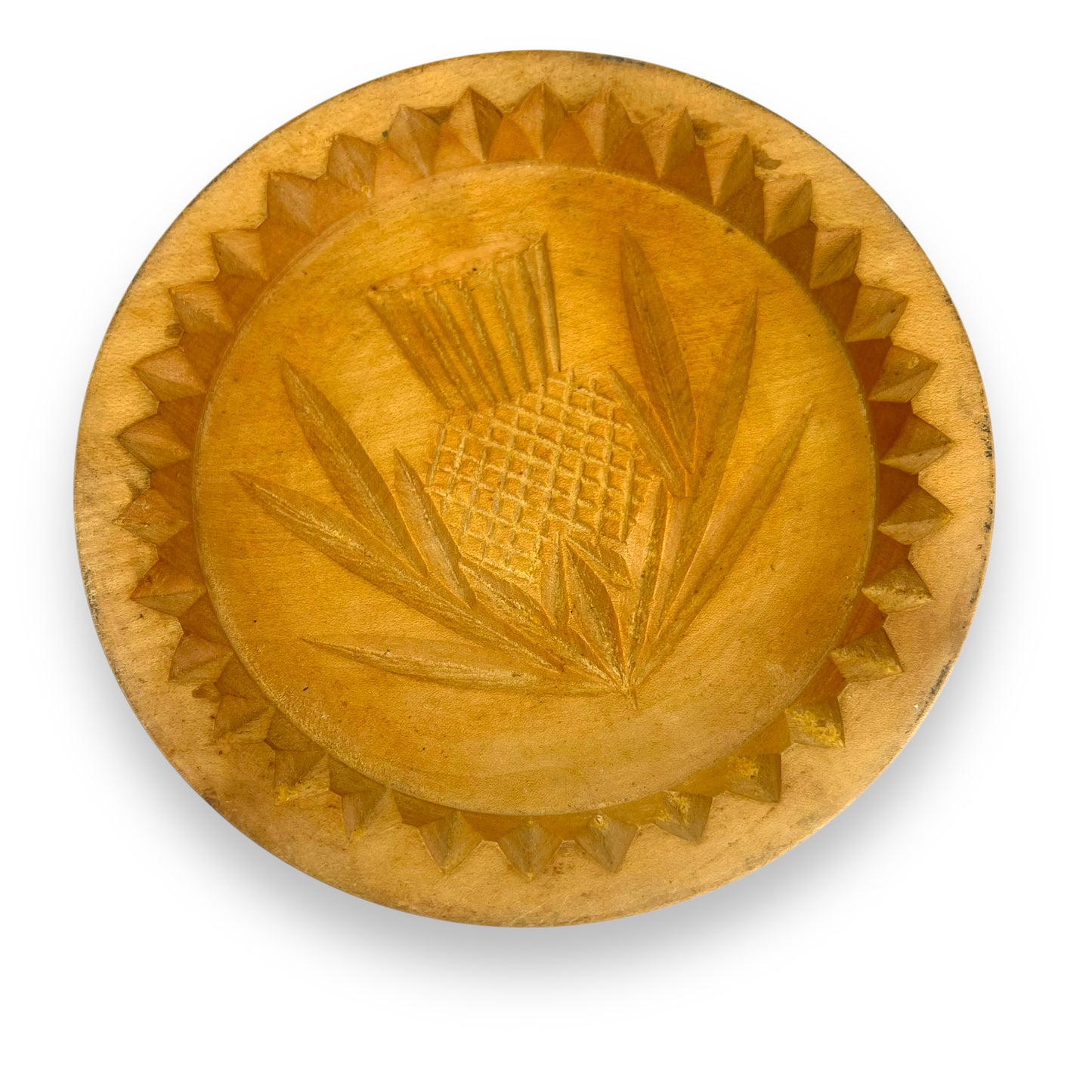 Handmade wooden Scottish thistle shortbread mould by J and I Crichton