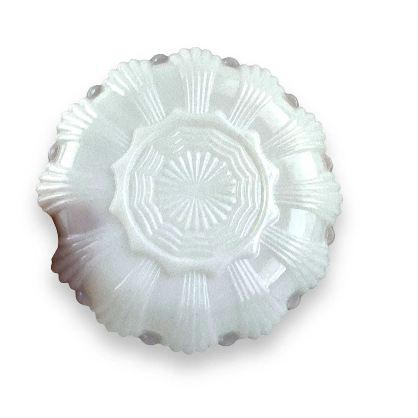 Milk Glass Divided Plate with Gold Trim - Scalloped Edge