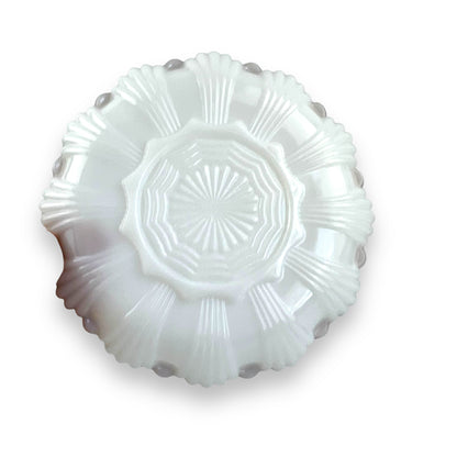Milk Glass Divided Plate with Gold Trim - Scalloped Edge