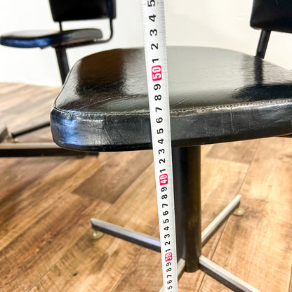 Brown Laminate Octagon Dining Table and 4 Black swivel dining chairs