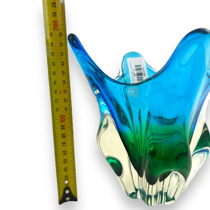Blue and Green Art Glass handkerchief vase