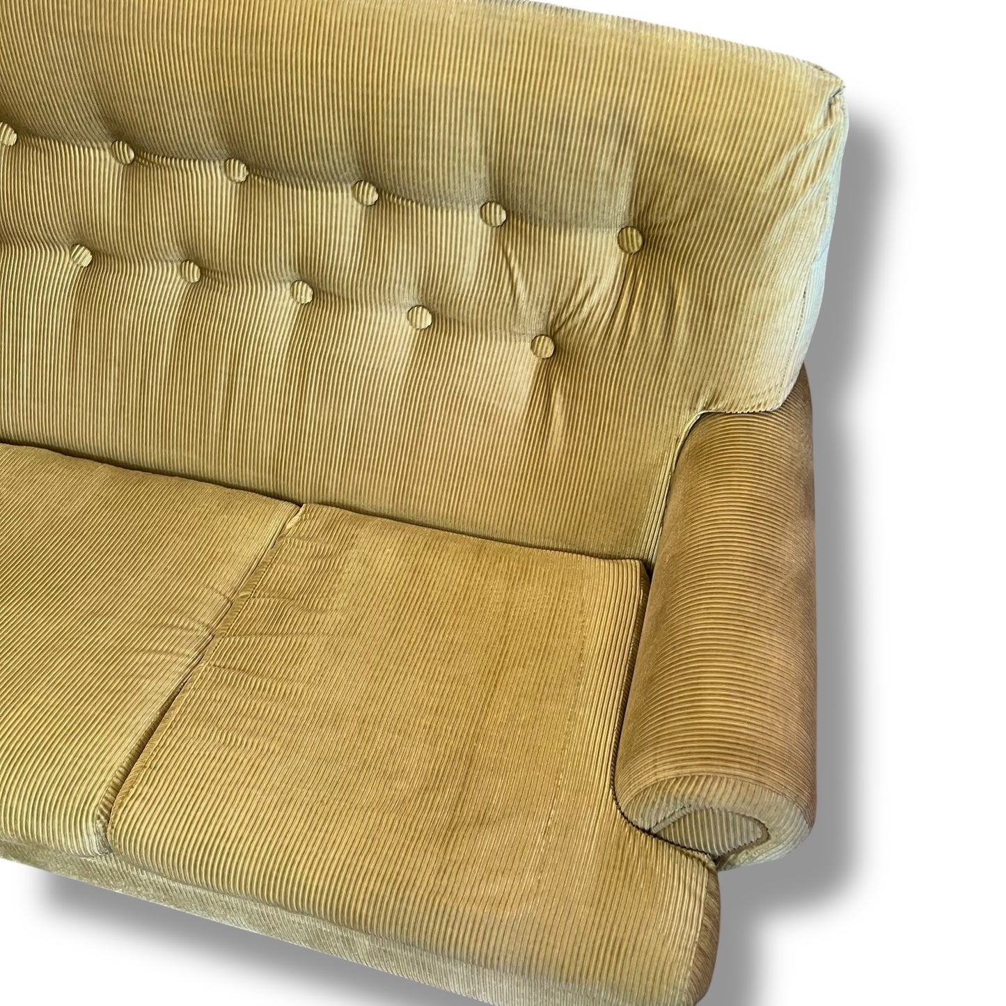 Green-Yellow Corduroy 3-Seater Lounge