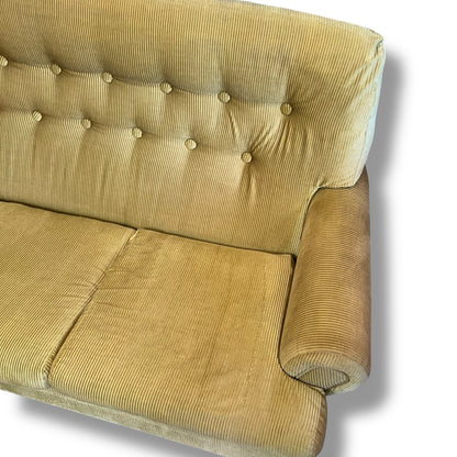 Green-Yellow Corduroy 3-Seater Lounge