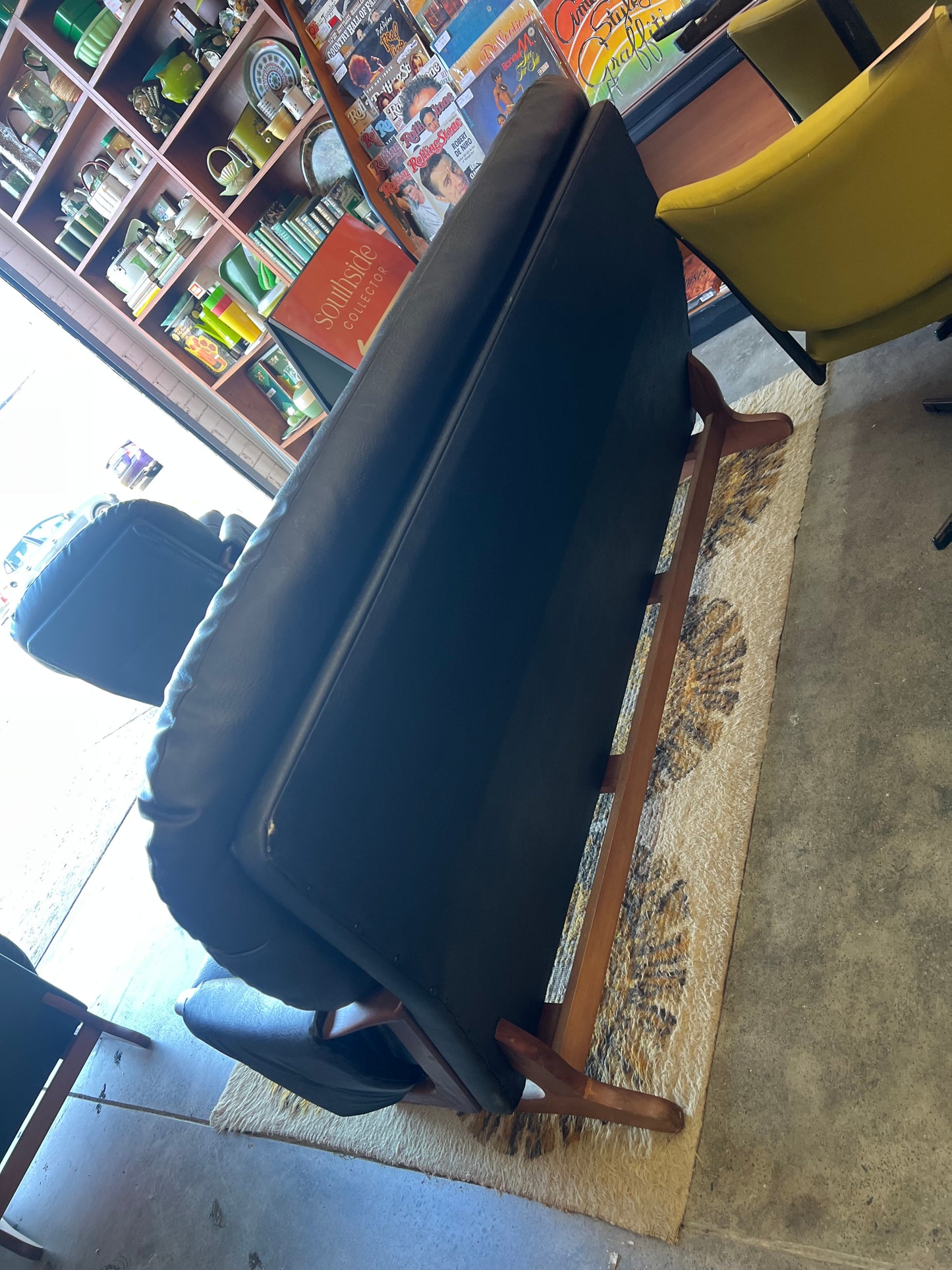 Black Vinyl 3-Seater Sofa by Mayline Furniture (Collingwood VIC) – Solid Timber Frame