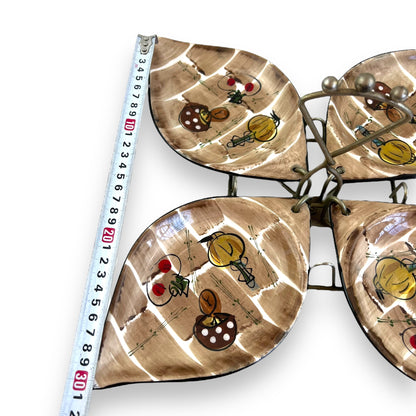 Leaf shape Serving dish Set – Hand-Painted mushroom pattern & Metal carry Stand