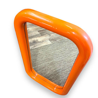 Retro Orange Rectangle Large Plastic Bulbous Mirror
