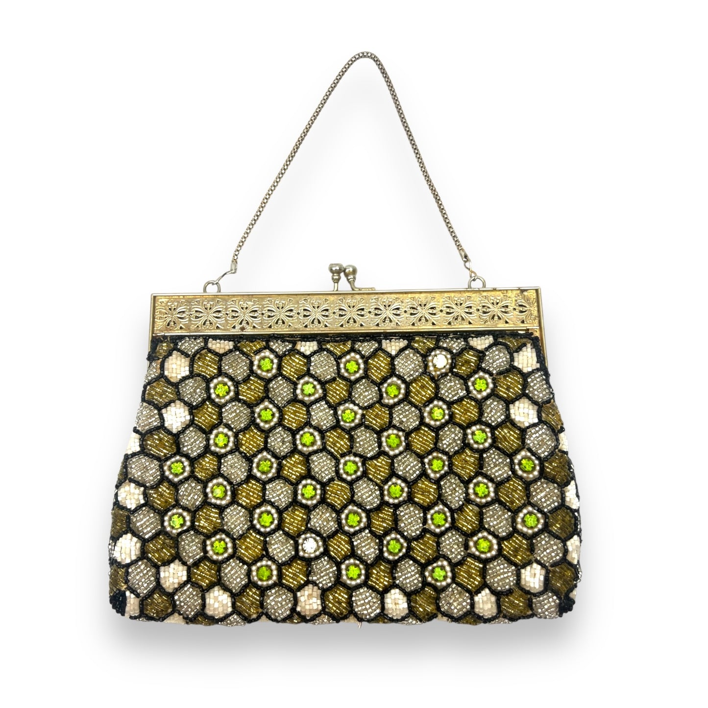Vintage Beaded Purse with metal detailed clasp